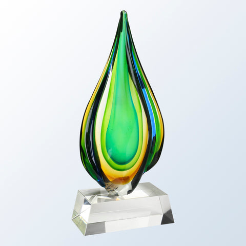 Rainforest Art Glass Award with Clear Base