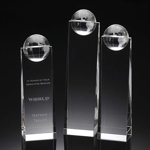 Globe Crystal Wedge Award