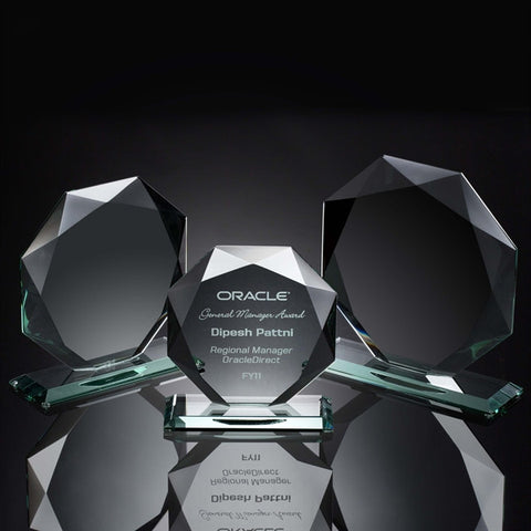 Beveled Octagon Jade Glass Award