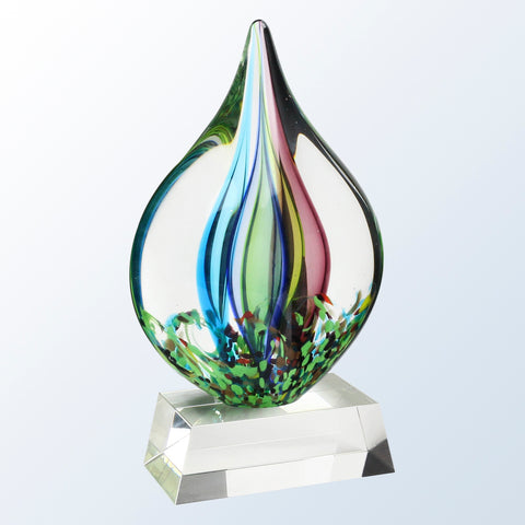 Coral Art Glass Award with Clear Base