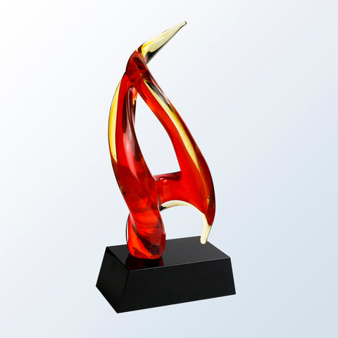 Inferno Art Glass Award with Black Base