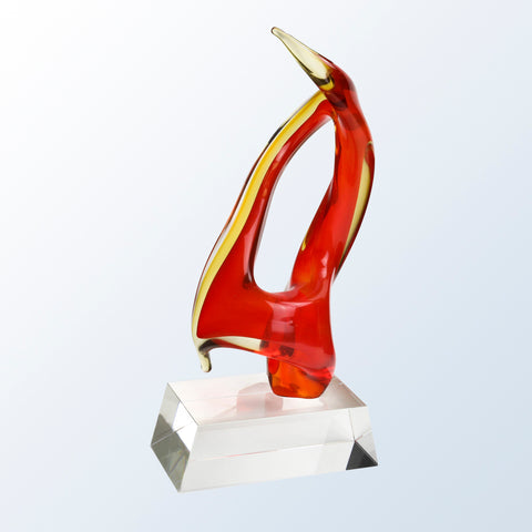 Inferno Art Glass Award with Clear Base