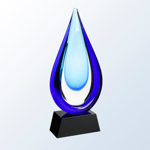 Aquatic Art Glass Award with Black Base