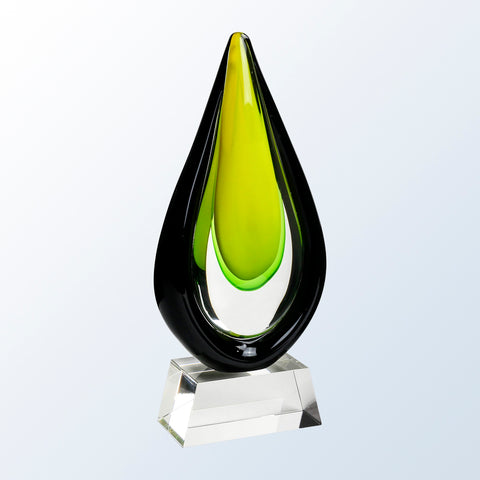 Goldfinch Art Glass Award with Clear Base